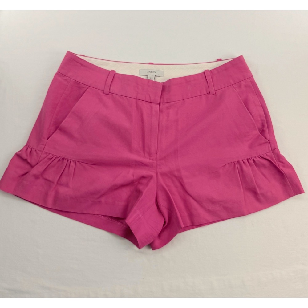 J.Crew Womens Pink Cotton Silk Ruffle Hem Shorts Style 31479 Size 2